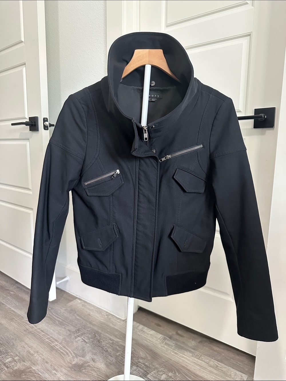 Theory Ryner Industry Moto Bomber Jacket Black Medium M